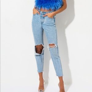 Faux Fur Tube Top (royal blue) 💙
